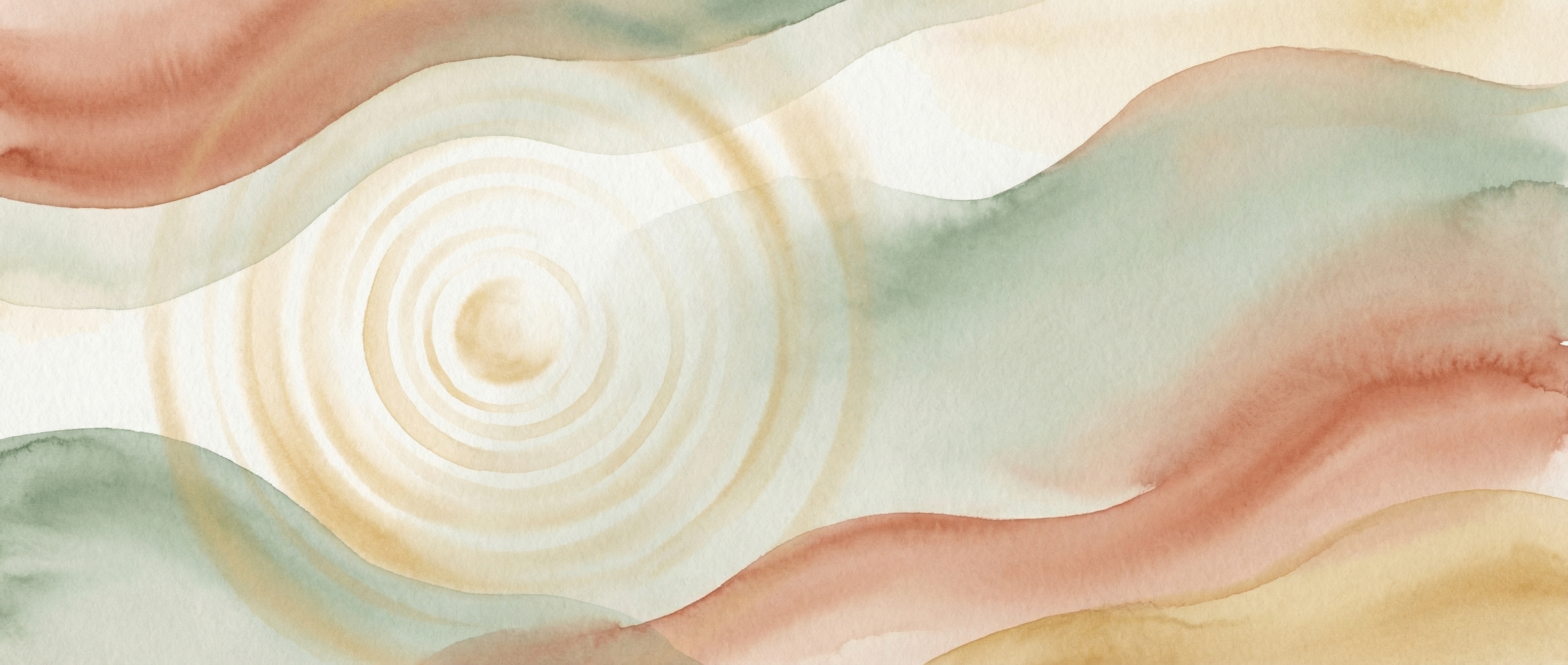 温暖的水彩波纹，象征心跳与平静